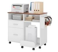 YITAHOME Mobile schedario con base rimovibile e asta per appenderlo, organizer con 10 ruote, armadietto per casa e ufficio, bianco