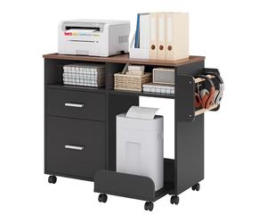 YITAHOME Mobile schedario con base rimovibile e asta per appenderlo, organizer con 10 ruote, armadietto per casa e ufficio, nero