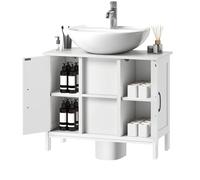 YITAHOME Mobile sottolavello, mobiletto da bagno a pavimento con 2 ante, mobile da bagno con ripiano, armadietto per bagno, appartamento, unità in affitto, bianco