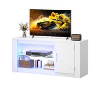 YITAHOME Mobile TV a LED, moderno supporto TV con ripiani regolabili per TV da 43 pollici, ampio centro di intrattenimento per soggiorno, camera da letto, sala da pranzo, sala giochi