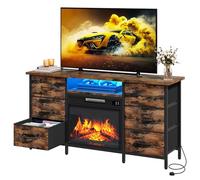YITAHOME Mobile TV con Caminetto Elettrico, 120CM Mobile TV per Televisore fino a 55 Pollici con Luminosa a LED, Effetto Fiamma LED 3D con telecomando, timer, Cassettiera in Tessuto con 6 Cassetti