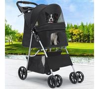 YITAHOME Passeggino per cani di piccola e media taglia, passeggino per cani a 4 ruote con cestino portaoggetti, trasportino pieghevole da viaggio per animali domestici con portabicchieri e cestino