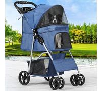 YITAHOME Passeggino per cani di piccola e media taglia, passeggino per cani a 4 ruote con cestino portaoggetti, trasportino pieghevole da viaggio per animali domestici con portabicchieri e cestino