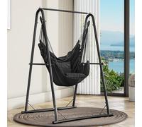 YITAHOME Poltrona sospesa con telaio 105 x 93 x 160 cm, robusta struttura in acciaio, supporto per amaca con altalena sospesa, carico massimo 150 kg, sedia a dondolo con 2 ganci e 2 cuscini per