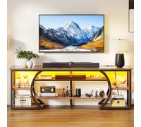 YITAHOME Porta TV mobile marrone rustico 160 cm - 2 porte CA e 2 porte USB per TV da 70", luci LED RGB (22 modalità) per soggiorno/camera da letto