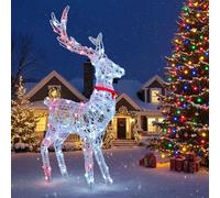 YITAHOME Renna a LED, illuminata con 120 LED RGB e telecomando, 89 modalità, decorazione natalizia con corna rimovibile e collo per casa, cortile e giardino (62 x 19 x 118 cm)