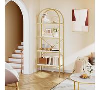 YITAHOME Scaffale ad arco a 4 ripiani, Scaffale a cupola, Mobile contenitore indipendente per soggiorno, camera da letto, studio, Bianco e oro, 60 x 30 x 181,4 cm