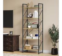 YITAHOME Scaffale Libreria Scaffale Per Libri a 5 Ripiani, Scaffale In Legno e Metallo Struttura, Industriale Scaffale In Piedi Scaffale Di Stoccaggio Per Ufficio Soggiorno Camera Da Letto Pianta