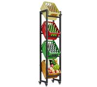 YITAHOME Scaffale per casse di bevande sottile con 4 ruote, piedini regolabili, apriscatole in metallo con 4 livelli per birra, frutta, verdura, acqua, scaffale per bibite