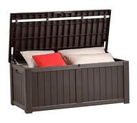 YITAHOME Scatola portaoggetti da esterno da 120 galloni, grande contenitore in resina per cuscini esterni, attrezzi da giardino e forniture per piscina, impermeabile, chiudibile a chiave (marrone)