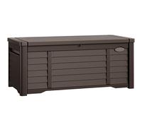 YITAHOME Scatola portaoggetti da giardino grande, 450 l, impermeabile, con serratura, con coperchio, per patio, attrezzi da giardino, cuscini, forniture per piscina, marrone scuro, 141 x 66,8 x 59,9