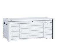 YITAHOME Scatola portaoggetti da giardino grande, 450 l, impermeabile, con serratura, con coperchio, per patio, attrezzi da giardino, cuscini, forniture per piscina, bianco, 141 x 66,8 x 59,9 cm