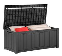 YITAHOME Scatola portaoggetti da giardino impermeabile da 450 l, grande, con coperchio, con serratura, contenitori per esterni, per cuscini da patio, attrezzi da giardino, grigio scuro, 140 x 66 x 59