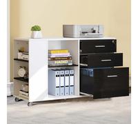 YITAHOME Schedario a 3 cassetti in bianco e nero - Contenitore laterale mobile con serratura per ufficio