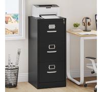 YITAHOME Schedario con serratura a 3 cassetti - Antiribaltamento, formato lettera/legale/A4 con slot per scheda Cue (45,8x45x103 cm, nero)