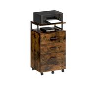 YITAHOME Schedario mobile a 3 cassetti, armadietto da ufficio in metallo marrone rustico e legno su ruote Cioccolato