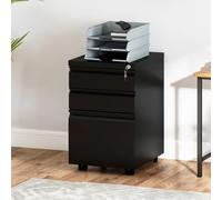 YITAHOME Schedario mobile con serratura a 3 cassetti, 46 x 39 x 62 cm (nero)