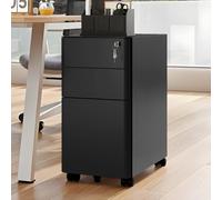 YITAHOME Schedario mobile con serratura a 3 cassetti per ufficio domestico, completamente assemblato (30x46x59 cm)