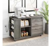 YITAHOME Schedario mobile grigio a 3 cassetti con ruote Organizzatore di archiviazione in formato lettera A4 per supporto stampante per ufficio domestico