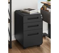 YITAHOME Schedario nero a 3 cassetti - Contenitore mobile con serratura 51x40x64 cm per lettere/legali