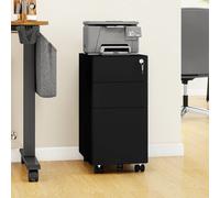 YITAHOME Schedario nero a 3 cassetti - Contenitore mobile con serratura in metallo 30x46x59 cm per A4/Legal