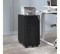 YITAHOME Cassettiera Ufficio con 3 Cassetti, Metallo Schedario da Ufficio con Ruote per Formato A4 / Lettera, Mobili Ufficio Cassettiera Sotto Scrivania con Chiave, Nero, 45 x 30 x 61cm