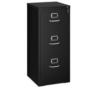 YITAHOME Schedario verticale con 3 cassetti, chiudibile a chiave, per lettera/legale/formato A4, cassetti anti-ribaltamento, con slot per schede per stecca per casa e ufficio, nero, 45,8 x 45 x 103 cm