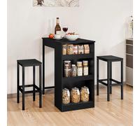 YITAHOME Set bar colazione 2 pezzi - Struttura industriale in acciaio con poggiapiedi e ripiano portaoggetti per cucina, sala da pranzo, pub