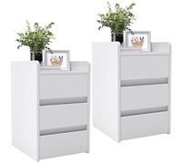 YITAHOME Set di 2 comodini con 3 cassetti, comodino con contenitore, piccolo comodino per camera da letto, soggiorno, corridoio, 35 x 40 x 59 cm, bianco