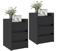 YITAHOME Set di 2 comodini con 3 cassetti, comodino con contenitore, piccolo comodino per camera da letto, soggiorno, corridoio, 35 x 40 x 59 cm, nero