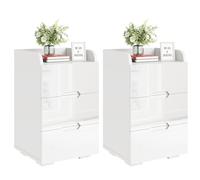 YITAHOME Set di 2 comodini in legno con 3 cassetti e gambe in legno massello resistente, tavolino portaoggetti per soggiorno/camera da letto, bianco, 40 x 35 x 66 cm