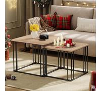 YITAHOME Set di 2 tavolini da salotto in legno, moderni tavolini da cocktail con struttura in metallo, per soggiorno, sala da pranzo, cucina, legno