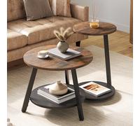 YITAHOME Set di 2 Tavolini da Salotto, Tavolini Gigognes con Tavolino Ausiliario a Forma di C, Tavolino da Divano con Spazio Contenitore per Soggiorno, Camera da Letto, Marrone Rustico