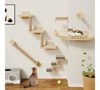 YITAHOME Set di 7 mobili per gatti in legno, con 3 tiragraffi, 2 piattaforme angolari, 2 scale per gatti, per dormire, giocare, lounge