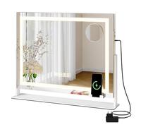YITAHOME Specchio cosmetico Bluetooth Hollywood con illuminazione, 62 x 51 cm, specchio illuminato con luce LED dimmerabile in 3 modalità, controllo touch, porte USB e tipo C, tavolo e montaggio a