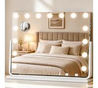 YITAHOME Specchio da Trucco 15 LED con illuminazione, Stile Hollywood con Connessione USB e Tipo-C, 3 Temperature di Colore Regolabili, Specchio Ingranditore 10X e Supporto per Telefono, 58x46 cm