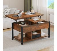 YITAHOME Tavolino da Caffè con Altezza Regolabile, 4 in 1 Tavolino Multifunzionale con Spazio di Archiviazione Tavolino da Caffè Trasformabile in Tavolo da Pranzo per Soggiorno, Marrone Vintage