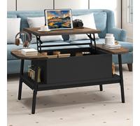 YITAHOME Tavolino da caffè ellittico con piano sollevabile 100x50x42 cm - Contenitore nascosto per soggiorno, ufficio domestico Black