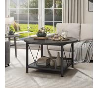 YITAHOME Tavolino da caffè rotondo 80x80x46 cm - Retro industriale con ripiano portaoggetti e gambe in metallo per soggiorno