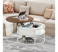 YITAHOME Tavolino da caffè rotondo sollevabile, tavolini da caffè per soggiorno con vano portaoggetti nascosto