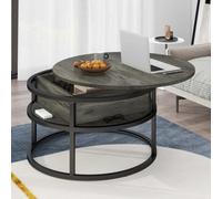 YITAHOME Tavolino da caffè rotondo sollevabile - Tavolo da centro moderno per soggiorno con contenitore nascosto