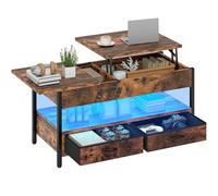 YITAHOME Tavolino da caffè sollevabile, in legno, con ripiano portaoggetti, tavolino da salotto con 2 cassetti e striscia luminosa a LED in 16 colori, 106 x 50 x 51,5 cm
