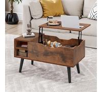 YITAHOME Tavolino da caffè sollevabile marrone rustico - Ripiano regolabile e contenitore nascosto, meccanismo a molla, 80x40x61,5 cm Rustic Brown