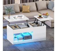 YITAHOME Tavolino Regolabile in Altezza, Legno ingegnerizzato, Bianco, 50T x 100B x 45H cm