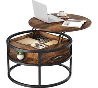YITAHOME Tavolino Salotto Sollevabile, Tavolo da Caffè Rotondo con Scomparto Nascosto, Tavolino Soggiorno Moderno 80x80x47cm