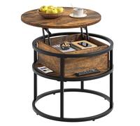 YITAHOME Tavolino rotondo con piano di sollevamento, tavolo da soggiorno con spazio di archiviazione, 60 x 60 x 47 cm, tavolino rotondo con spazio per casa, ufficio, tavolino regolabile in altezza