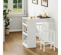 YITAHOME Tavolo da bar con sgabello da bar, 3 pezzi, tavolo da pranzo con 2 sgabelli, 3 ripiani, sgabello da bar con telaio in metallo, set da pranzo per 2 persone, tavolo da colazione, set di mobili