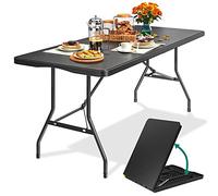 YITAHOME Tavolo da Campeggio Pieghevole 180cm con Maniglia, Tavolo da Picnic Resistente all'Acqua, Tavolo da Esterno, Tavolo Salvaspazio per Feste all'Aperto Spiaggia Barbecue, 180 x 75 x 74cm, Nero