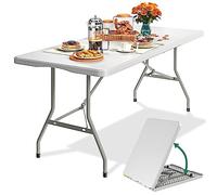 YITAHOME Tavolo da Campeggio Pieghevole 180cm con Maniglia, Tavolo da Picnic Resistente all'Acqua, Tavolo da Esterno, Tavolo Salvaspazio per Feste all'Aperto Spiaggia Barbecue, 180 x 75 x 74cm, Bianco