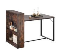 YITAHOME Tavolo da pranzo con ripiani, 130 x 77,4 x 75/95 cm, robusta struttura in metallo, stile industriale, per soggiorno, cucina, marrone rustico e nero